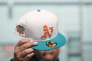 NEW ERA “AC TRANSIT 2.0" OAKLAND A'S FITTED HAT (CHROME/GREEN)