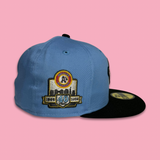 NEW ERA “FLYING ELEPHANT 2.0” OAKLAND A'S FITTED HAT (LIGHT BLUE/BLACK/PINK)