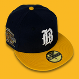 NEW ERA "LETTERMAN" BIRMINGHAM BARONS FITTED HAT (NAVY/GOLD) (SIZE 7 3/4)
