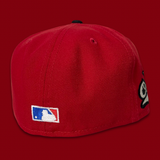NEW ERA "LETTERMAN" BALTIMORE ORIOLES FITTED HAT (RED/BLACK/METALLIC SILVER) (SIZE 7 1/4, 7 3/8 & 7 5/8)