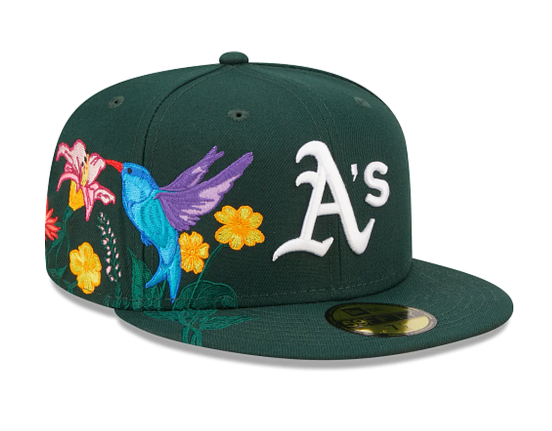 NEW ERA “BLOOMING” OAKLAND A’S FITTED HAT (DARK GREEN)