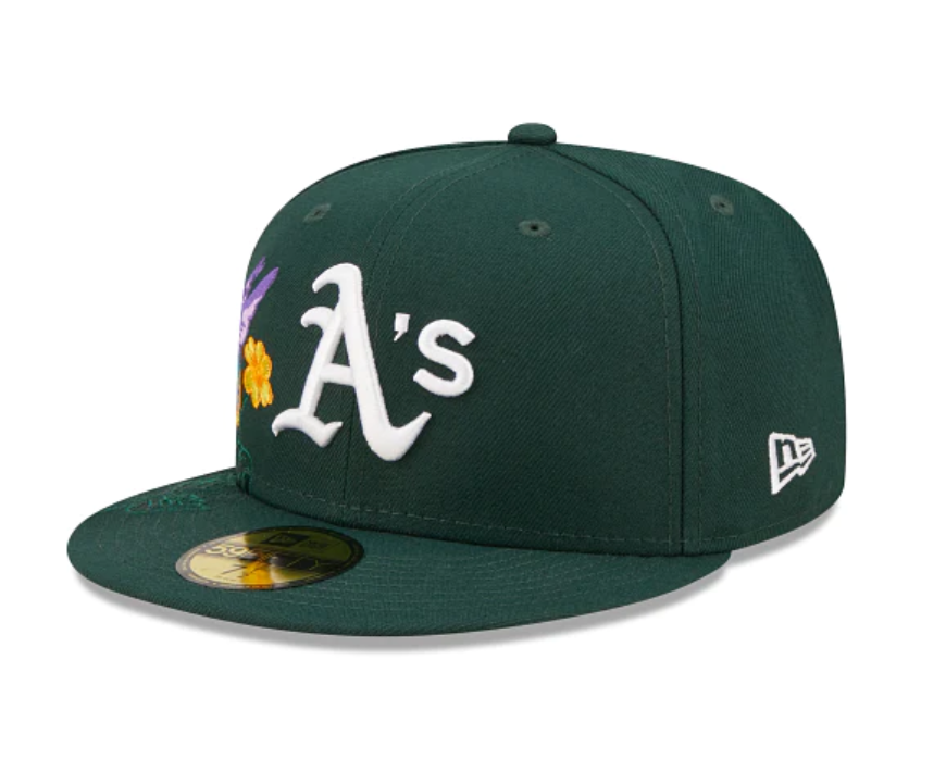 NEW ERA “BLOOMING” OAKLAND A’S FITTED HAT (DARK GREEN)