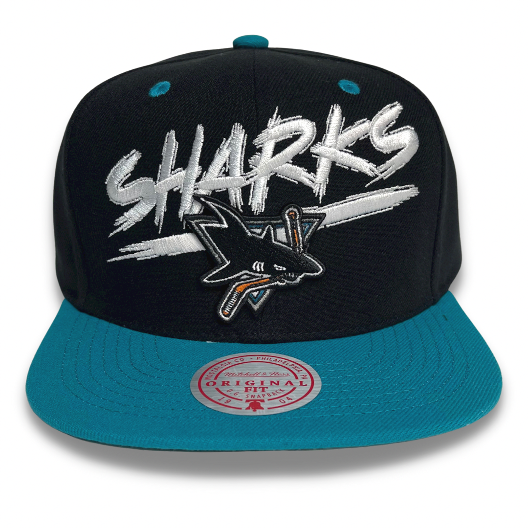 Mitchell & Ness San Jose Sharks Two Tone 2.0 Snapback Hat Black Dark Teal -  Billion Creation