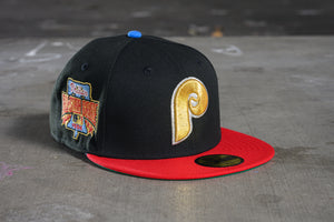 NEW ERA "POWERMAN" PHILADELPHIA PHILLIES FITTED HAT (BLACK/SCARLET)