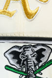 NEW ERA "MACK” OAKLAND ATHLETICS FITTED HAT (CHROME WHITE/BLACK/SCARLET)