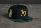 NEW ERA "HOMETOWN RICKEY" OAKLAND A'S FITTED HAT (BLACK/DARK GREEN)