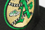 NEW ERA "REGGIE” OAKLAND A'S FITTED HAT (BLACK/DARK GREEN)