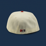 NEW ERA “BULLDOG” BIRMINGHAM BARONS FITTED HAT (CHROME WHITE/RED/NAVY BLUE)