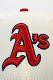 NEW ERA "MONEY MITCH 2.0" OAKLAND A'S  FITTED HAT (CHROME/NAVY/SCARLET RED)