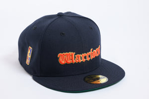 NEW ERA "OLD MONEY" GOLDEN STATE WARRIORS FITTED HAT (NAVY/ORANGE)