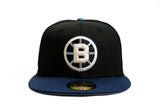 NEW ERA "BULLSEYE" BOSTON BRUINS FITTED HAT (BLACK/OCEANSIDE BLUE/SKY BLUE)