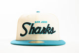 NEW ERA "SURF NINJAS" SAN JOSE SHARKS FITTED HAT CHROME WHITE/TEAL)