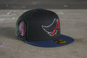 NEW ERA "RAGING DEMON" ANAHEIM ANGELS FITTED HAT (BLACK/LIGHT ROYAL)