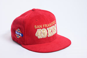 NEW ERA  "LOLO" SAN FRANCISCO 49ERS FITTED HAT (RED CORDUROY)