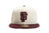 NEW ERA "FILLMORE" SAN FRANCISCO GIANTS FITTED HAT (CHROME/MAROON)