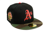 NEW ERA "EBV” OAKLAND A'S FITTED HAT (WOODLAND CAMO/BLACK/SCARLET RED)