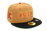 NEW ERA "JERRY” SAN FRANCISCO 49ERS FITTED HAT (KHAKI/BLACK/RED