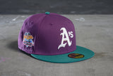 NEW ERA "GARDEN OF EDEN" OAKLAND A'S FITTED HAT (PLUM/EMERALD GREEN)