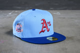 NEW ERA "ICE BAG" OAKLAND A'S FITTED HAT (BIRDSEYE BLUE/DARK ROYAL)