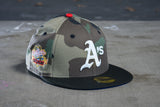 NEW ERA “AMERICAN NINJA" OAKLAND A'S FITTED HAT (WOODLAND CAMO)