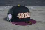 NEW ERA "RONNIE" SAN FRANCISCO 49ERS FITTED HAT (BLACK/MAROON/GOLD)