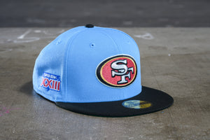 NEW ERA "JT" SAN FRANCISCO 49ERS FITTED HAT (LIGHT BLUE/BLACK)