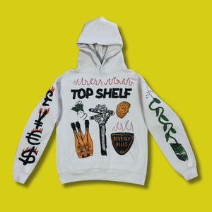 TOP SHELF EVERYTHING "EXPENSIVE TASTE" FADED HOODY (BONE GREY)