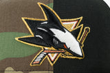 NEW ERA "BAYPE” SAN JOSE SHARKS  FITTED HAT (WOODLAND CAMO/BLACK/RED)
