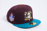 NEW ERA "KNUCKLE PUCK" ANAHEIM DUCKS FITTED HAT (MAROON/TEAL/GOLD)