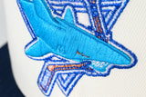NEW ERA "GUMMY” SAN JOSE SHARKS FITTED HAT (CHROME/OCEANSIDE BLUE)
