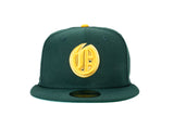 NEW ERA "U OF OAKLAND" OAKLAND OAKS FITTED HAT (DARK GREEN/YELLOW)