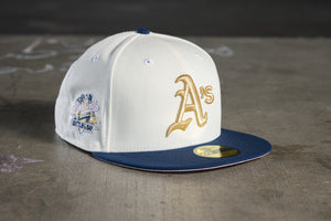 ***PRE-ORDER*** NEW ERA “PERFECT GAME” OAKLAND A’S FITTED HAT (CHROME/OCEANSIDE BLUE)