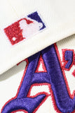 NEW ERA "COOKIES” OAKLAND A'S FITTED HAT (CHROME WHITE/PURPLE/RED)