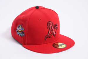 NEW ERA "831" OAKLAND A'S FITTED HAT (SCARLET/BLACK/PINK)