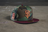 NEW ERA "COPPER N CAMO" SF GIANTS FITTED HAT (WOODLAND CAMO/MAROON)