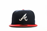 NEW ERA "DELUXE"ATLANTA BRAVES FITTED HAT (NAVY/RED)