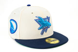 NEW ERA "GUMMY” SAN JOSE SHARKS FITTED HAT (CHROME/OCEANSIDE BLUE)