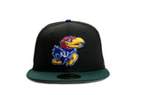NEW ERA "FRE HAWKS" KANSAS JAYHAWKS FITTED HAT (BLACK/ DARK GREEN/LIGHT ROYAL)