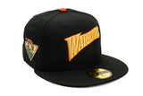 NEW ERA "THUNDER SCRIPT” GOLDEN STATE WARRIORS FITTED HAT (BLACK/ORANGE)
