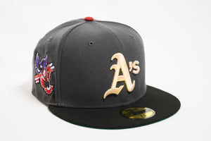 ***PRE-ORDER*** NEW ERA "3RD STRIKE AKUMA" OAKLAND ATHLETICS FITTED HAT (DARK GRAPHITE/BLACK)
