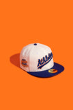 NEW ERA “PILOTS" OAKLAND A'S FITTED HAT (CHROME WHITE/DARK ROYAL)
