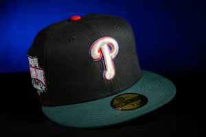NEW ERA "OPT 2.0" PHILADELPHIA PHILLIES  FITTED HAT (BLACK/DARK GREEN/RED)