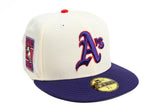 NEW ERA "COOKIES” OAKLAND A'S FITTED HAT (CHROME WHITE/PURPLE/RED)