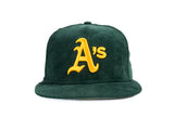 NEW ERA "TURF CORD" OAKLAND ATHLETICS FITTED HAT (DARK GREEN CORDUROY)