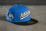 NEW ERA “OG SPREE SCRIPT" OAKLAND A'S FITTED HAT (BLUE/BLACK)