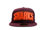 NEW ERA "ORANGE" SAN JOSE SHARKS FITTED HAT (MAROON/BLACK)