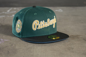 NEW ERA "PITTSBURG CA" PITTSBURG PIRATES FITTED HAT (DARK GREEN/BLACK)