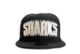 NEW ERA "REEF" SAN JOSE SHARKS  FITTED HAT (BLACK/CHROME)