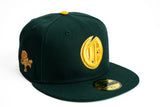 NEW ERA "U OF OAKLAND" OAKLAND OAKS FITTED HAT (DARK GREEN/YELLOW)