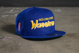 NEW ERA "RETRO SCRIPT" GOLDEN STATE WARRIORS FITTED HAT (DARK ROYAL)